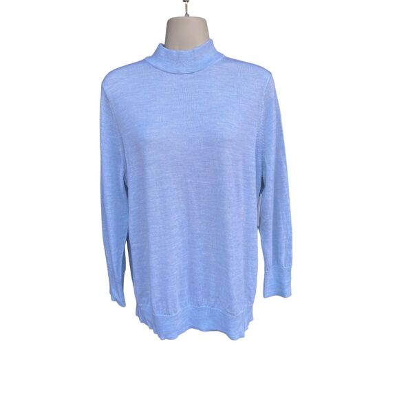 Moth Anthropologie Wool Mock Neck Sweater Pastel Blue Size Large NWT - Picture 2 of 11